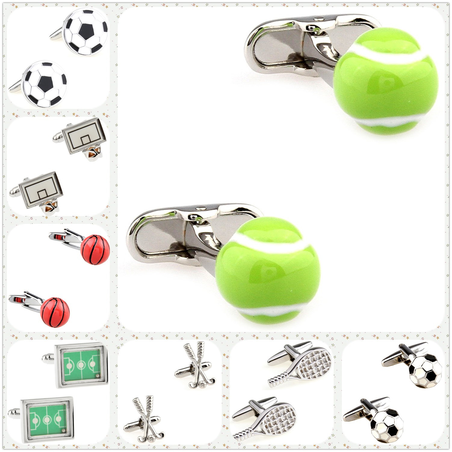 Badminton Video - 25 Designs Ball Cufflinks Men Sports